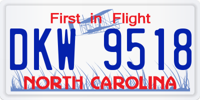 NC license plate DKW9518
