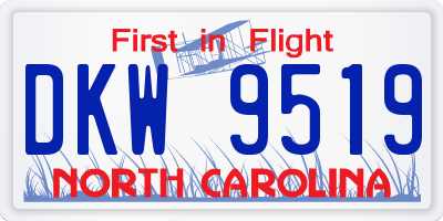 NC license plate DKW9519