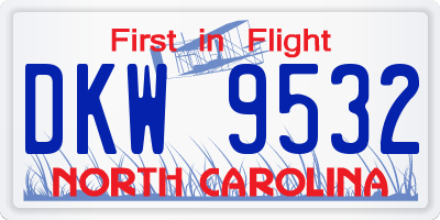 NC license plate DKW9532