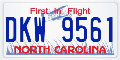 NC license plate DKW9561