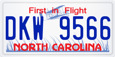 NC license plate DKW9566
