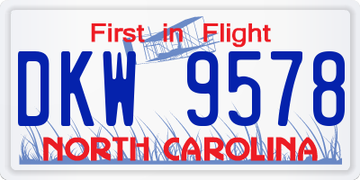 NC license plate DKW9578