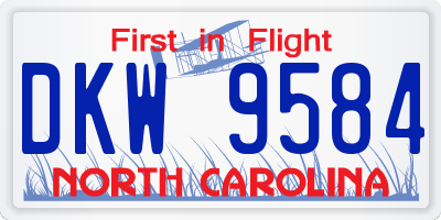 NC license plate DKW9584