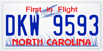 NC license plate DKW9593