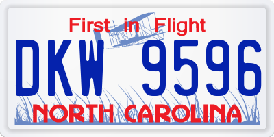 NC license plate DKW9596