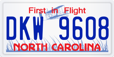 NC license plate DKW9608