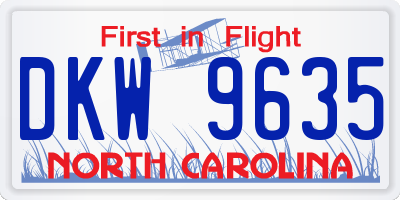 NC license plate DKW9635