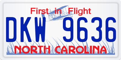 NC license plate DKW9636