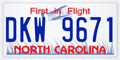 NC license plate DKW9671