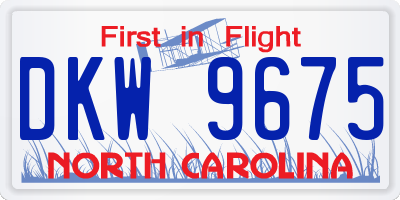NC license plate DKW9675