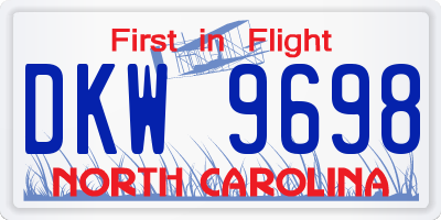 NC license plate DKW9698