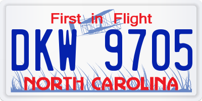 NC license plate DKW9705