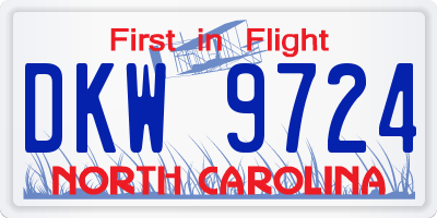 NC license plate DKW9724