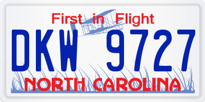 NC license plate DKW9727