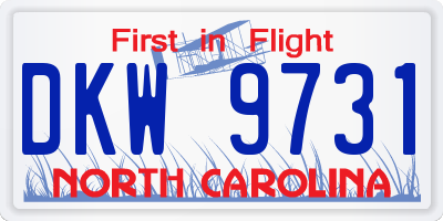 NC license plate DKW9731