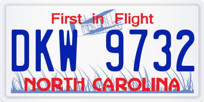 NC license plate DKW9732