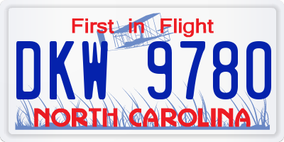 NC license plate DKW9780