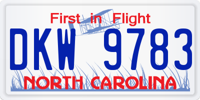 NC license plate DKW9783