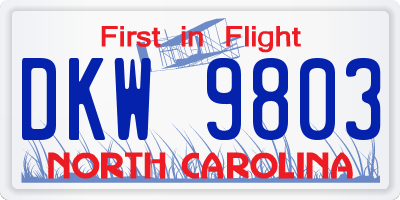 NC license plate DKW9803