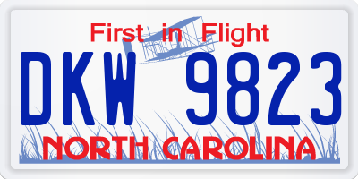 NC license plate DKW9823