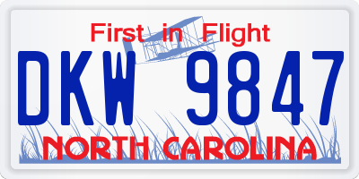 NC license plate DKW9847