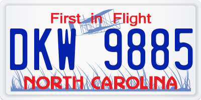 NC license plate DKW9885
