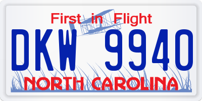 NC license plate DKW9940