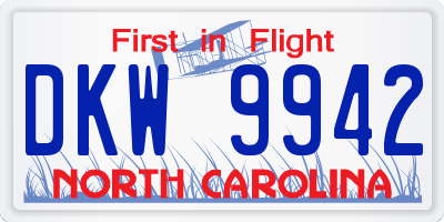 NC license plate DKW9942