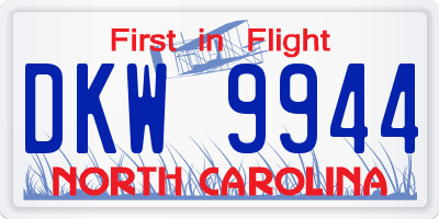 NC license plate DKW9944