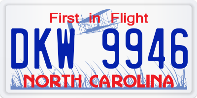 NC license plate DKW9946