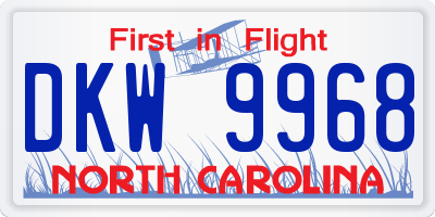 NC license plate DKW9968