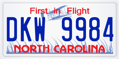 NC license plate DKW9984