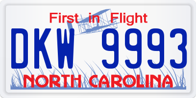 NC license plate DKW9993