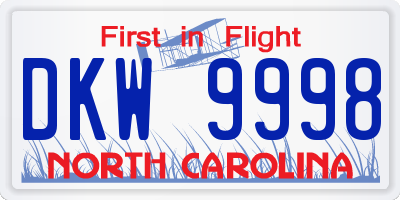 NC license plate DKW9998