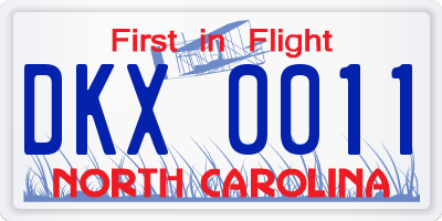 NC license plate DKX0011