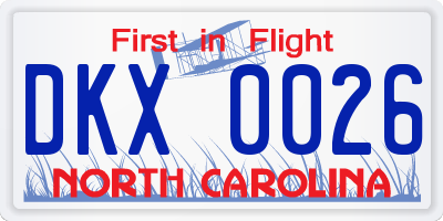 NC license plate DKX0026