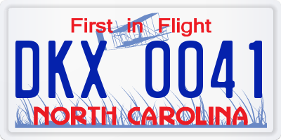 NC license plate DKX0041