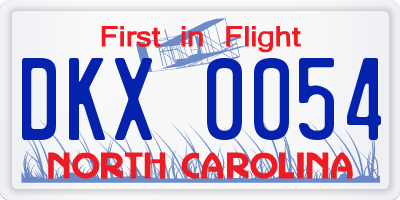 NC license plate DKX0054
