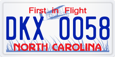 NC license plate DKX0058