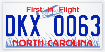 NC license plate DKX0063