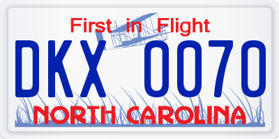 NC license plate DKX0070