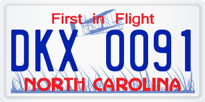 NC license plate DKX0091