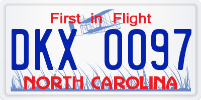 NC license plate DKX0097