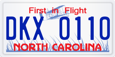 NC license plate DKX0110
