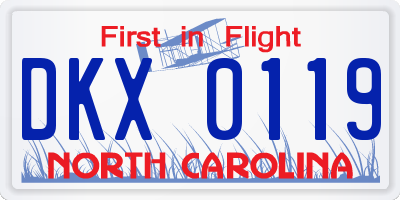 NC license plate DKX0119
