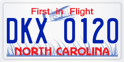 NC license plate DKX0120