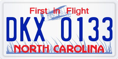 NC license plate DKX0133
