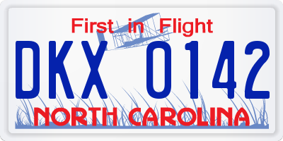 NC license plate DKX0142
