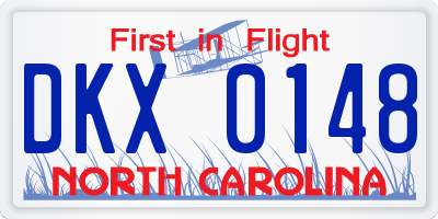NC license plate DKX0148