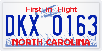 NC license plate DKX0163